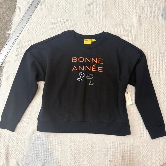 Anthropologie Maeve XL Ruth Bonne Année Varsity Crew sweatshirt SP 2752 - Picture 7 of 11